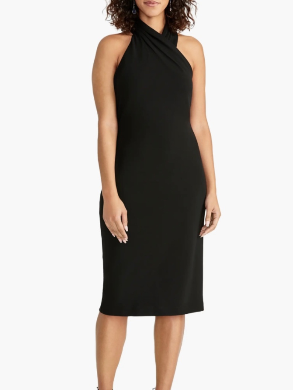 Rachel Roy Black Harland Crossover Halter Dress Small